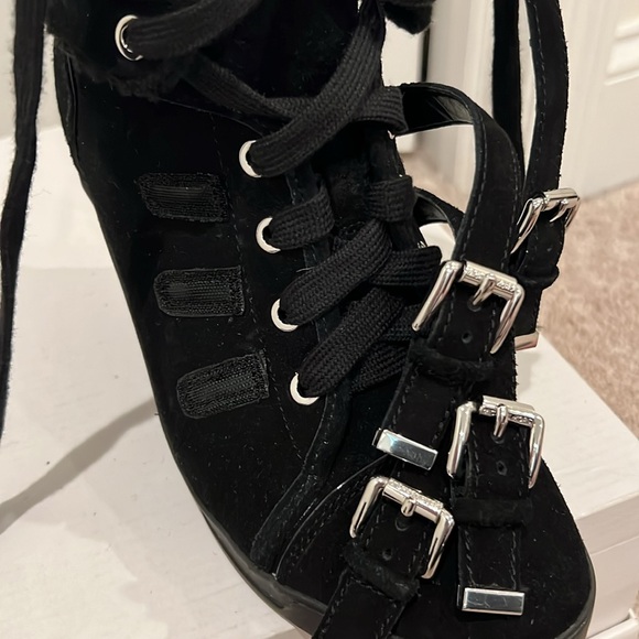 Michael Kors Suede Belted Wedge Ankle Boots - Picture 11 of 14